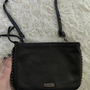 Black leather Jessica Simpson studded crossbody bag